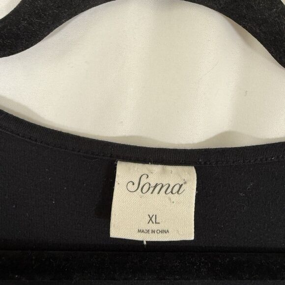 Soma Sleep Dress Women's XL Black Short Sleeve Vneck Stretch Rayon - Picture 5 of 11